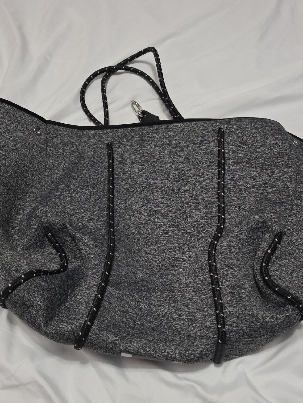 Grey Tote Bag with Burgundy Stripe - Haute Shore - Picture 2 of 6